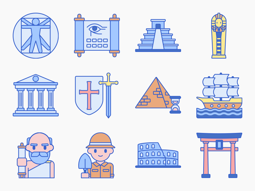 80 The Past Icon Set Featured Image