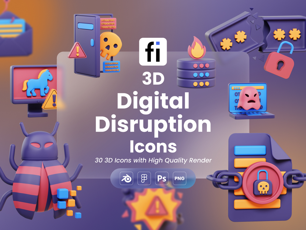 3D Digital Disruption Icon Set Featured Image