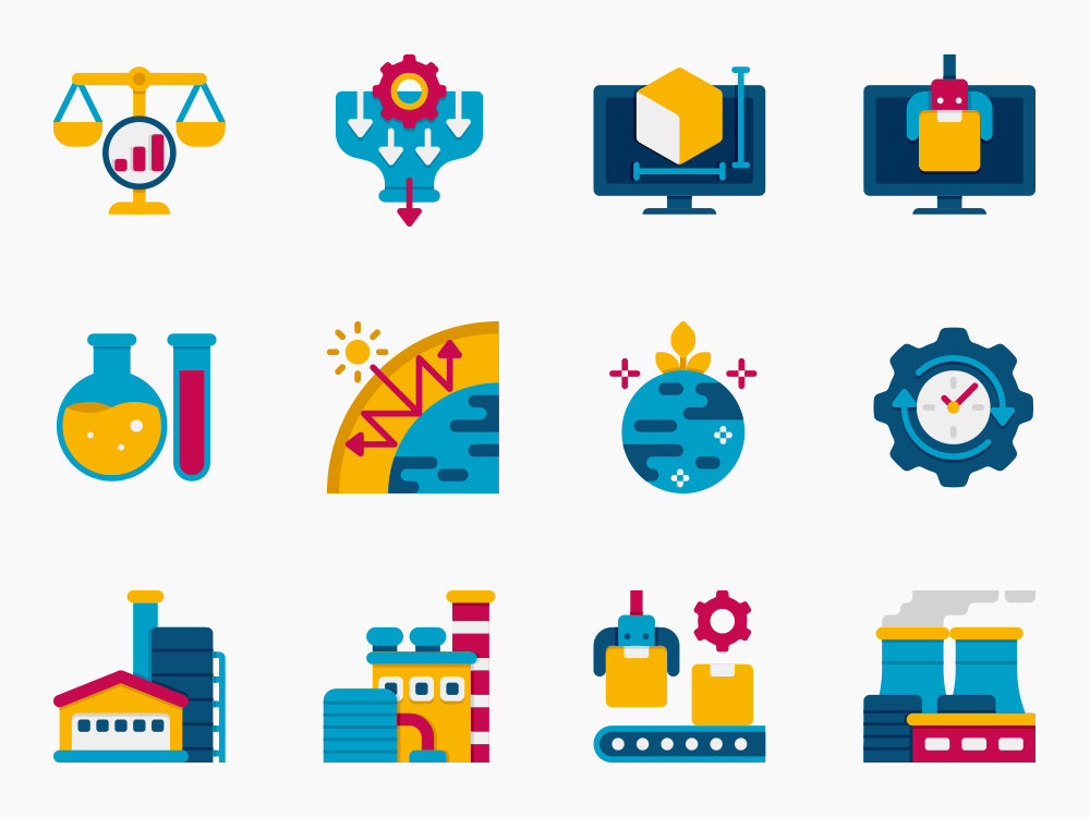 80 Factory Production Icon Set Featured Image