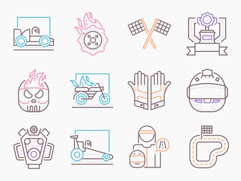 80 Motor Racing Icon Set Featured Image