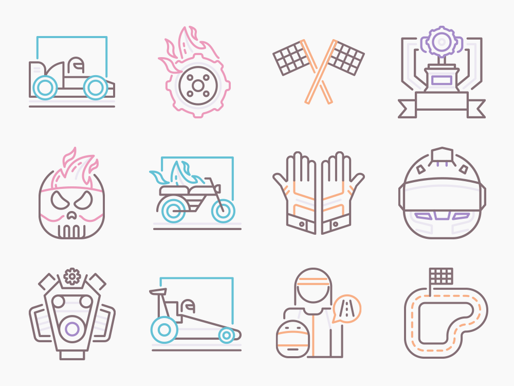 80 Motor Racing Icon Set Featured Image