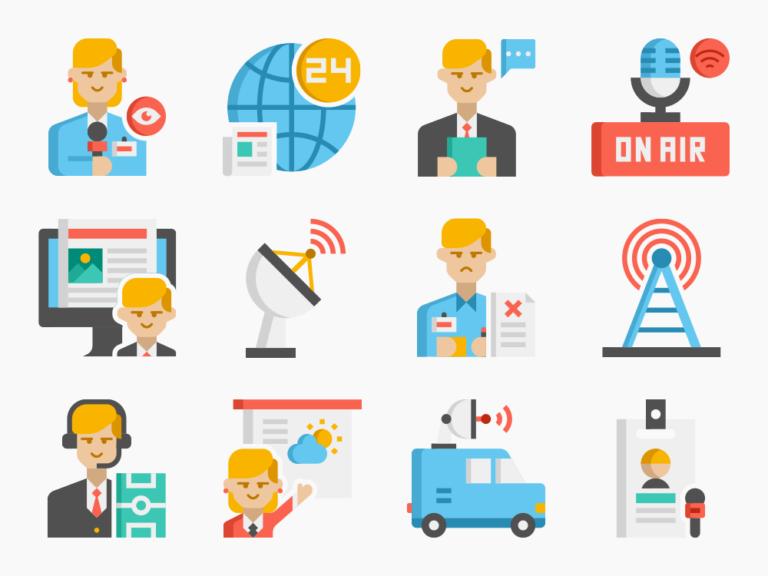 85 Mass Media Icon Set Featured Image