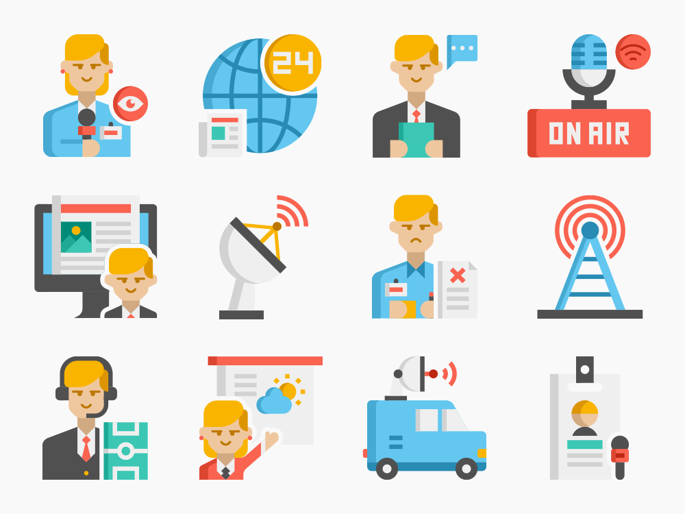 85 Mass Media Icon Set Featured Image