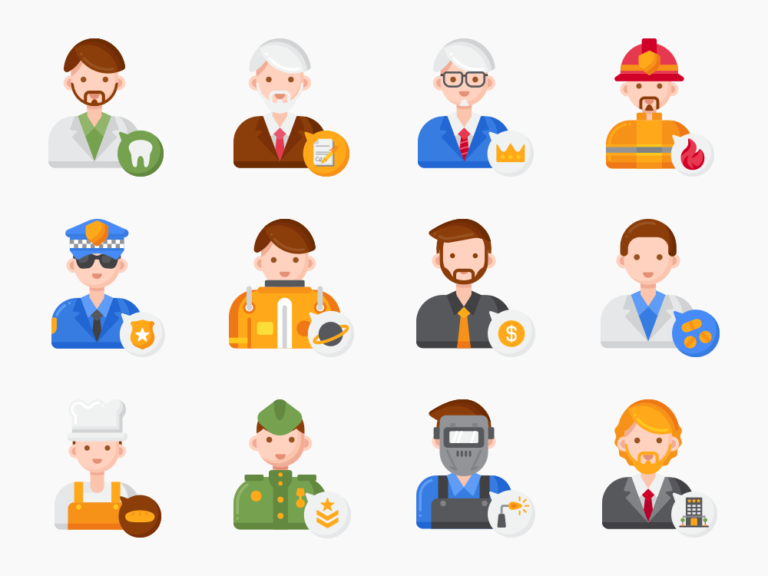 92 Professions - Male Diversity Icon Set Featured Image