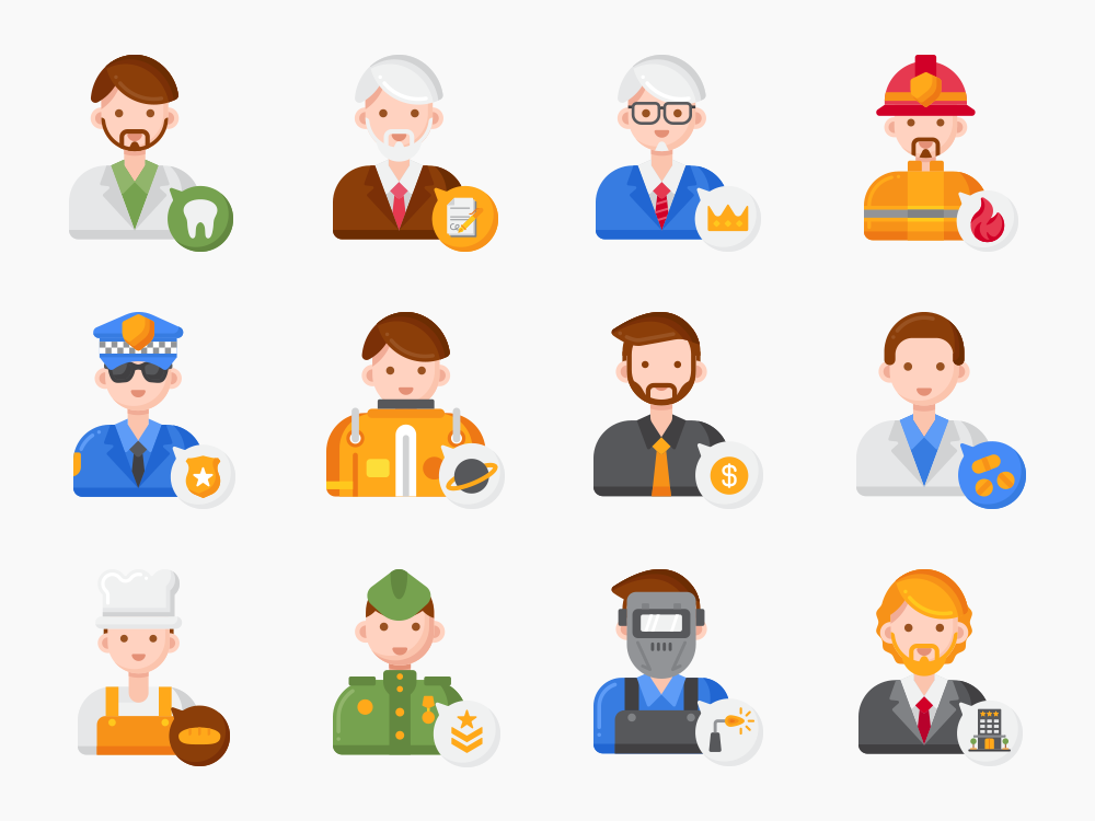 92 Professions - Male Diversity Icon Set Featured Image