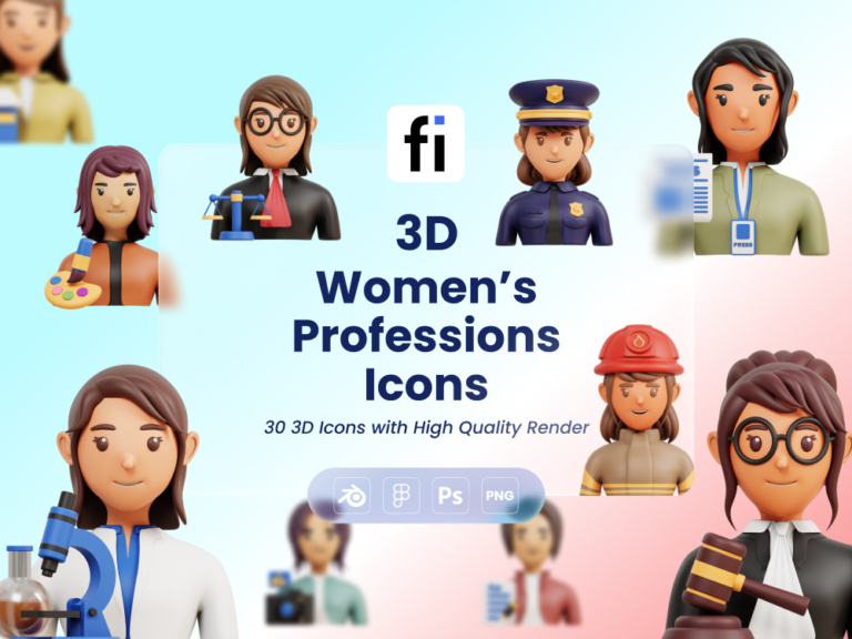 3D Women’s Professions Icon Set featured Image